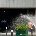 Underpass with rock waterfalls